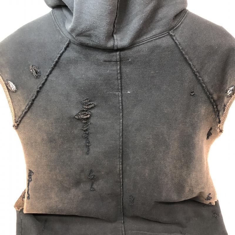 GARMENT DYED SLEEVELESS HOODED SWEATSHIRT .11【ASH GREY