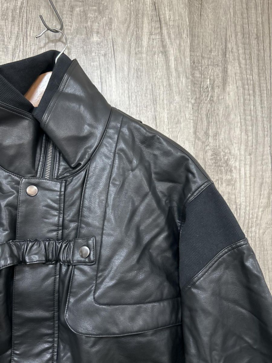 led.tokyo ショート丈 ライダース ジャケット size38 黒 ◎レディース