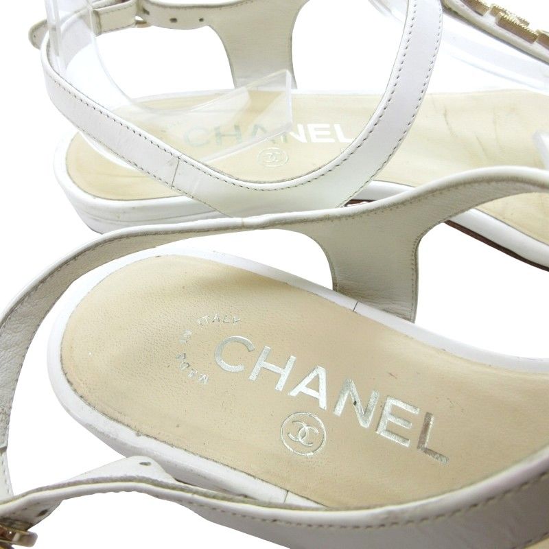 CHANEL シャネル サンダル ミュール ビジュー CCロゴ ホワイト 大人可愛い【CHANEL】CCロゴ サンダル (CHANEL/サンダル