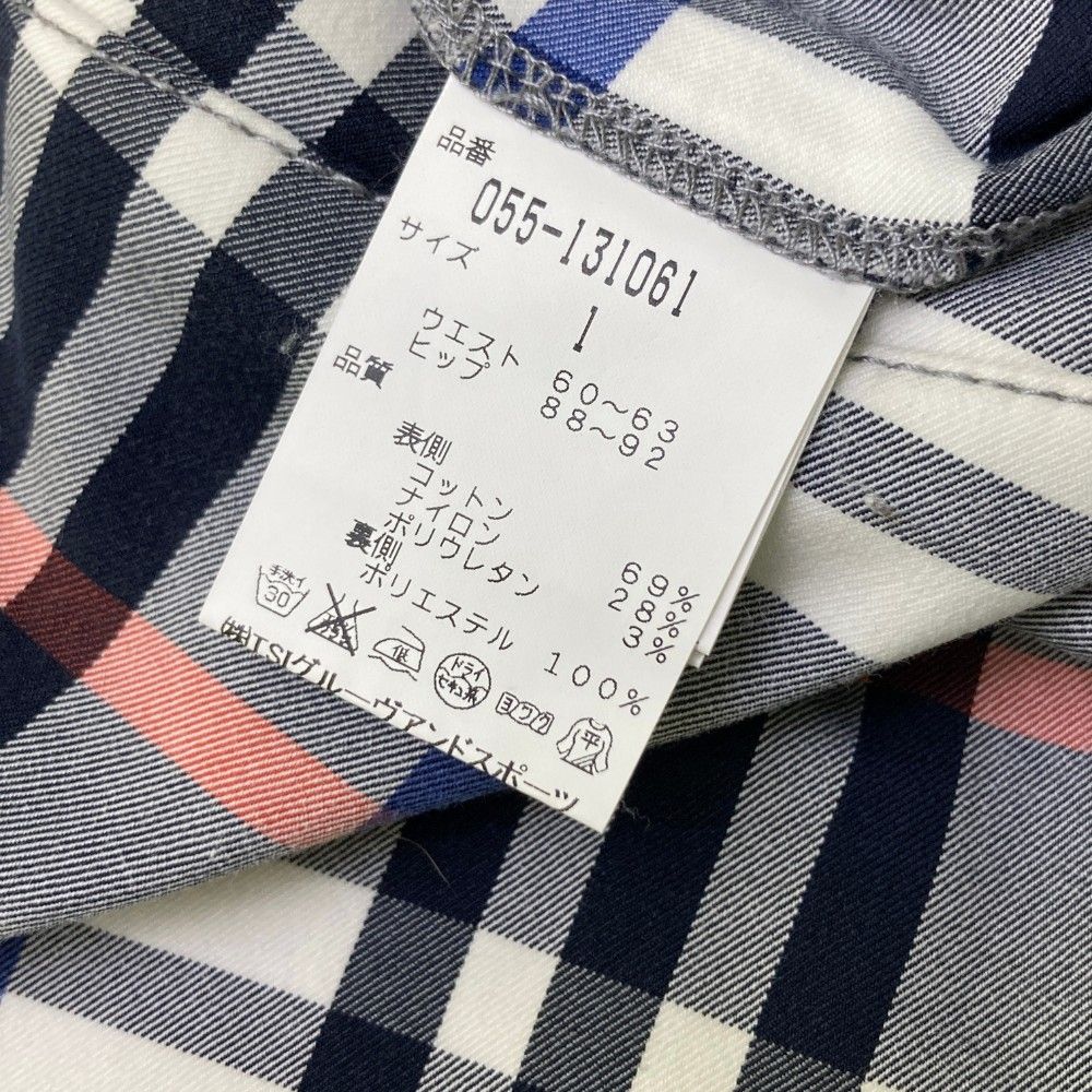 サイズ：1 PEARLY GATES パーリーゲイツ  裏微起毛コットン混 ストレッチパンツ チェック柄 ネイビー系 [240101428292] ゴルフウェア レディース ストスト サイズ：1 PEARLY GATES パーリーゲイツ 裏微起毛コットン混