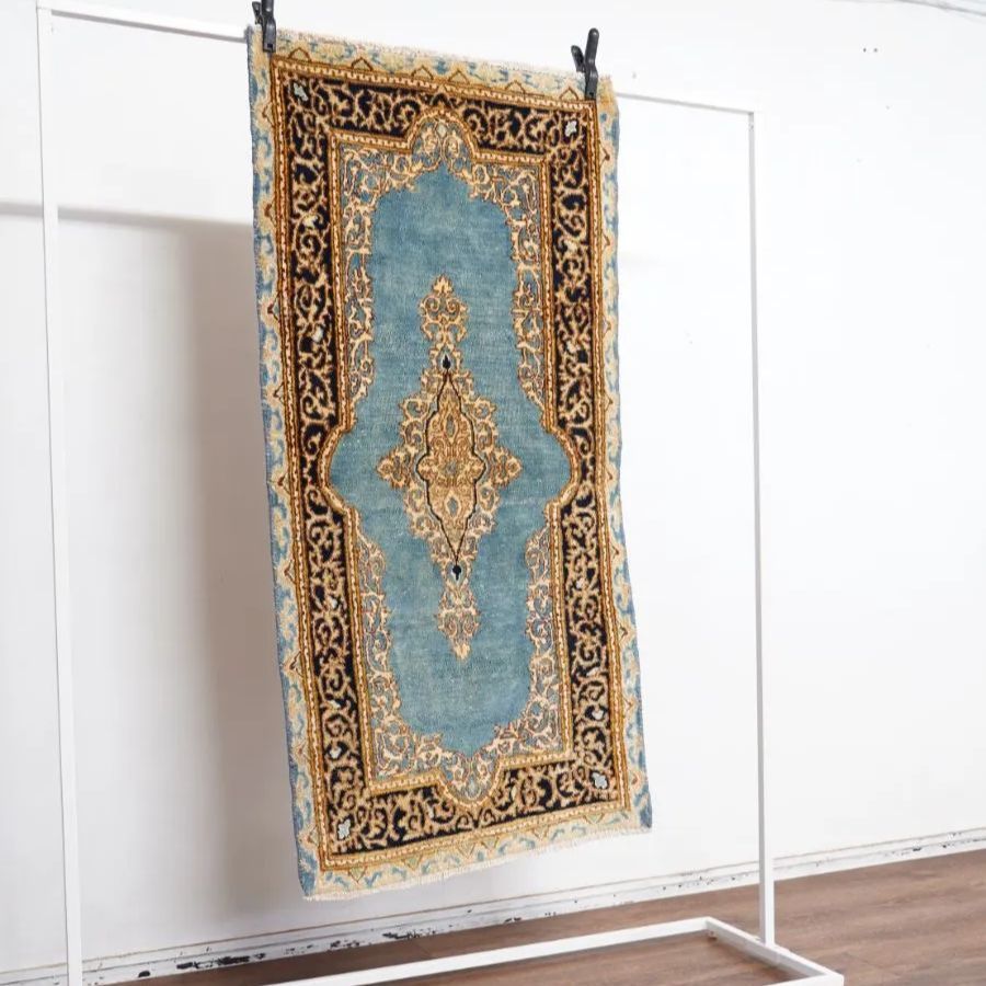 ヴィンテージラグ ペルシャ絨毯 ケルマン産 123cm×61cm 手織り絨毯 ハンドメイド