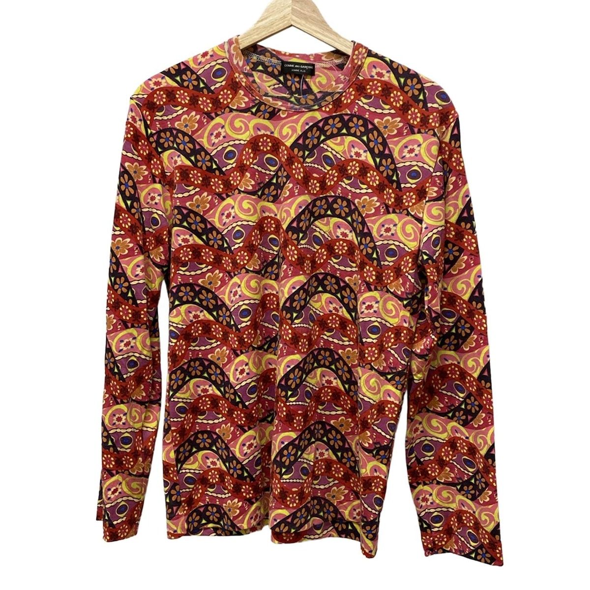 COMMEdesGARCONS HOMME PLUS コムデギャルソンオムプリュス 長袖Tシャツ メンズ レッド×マルチ