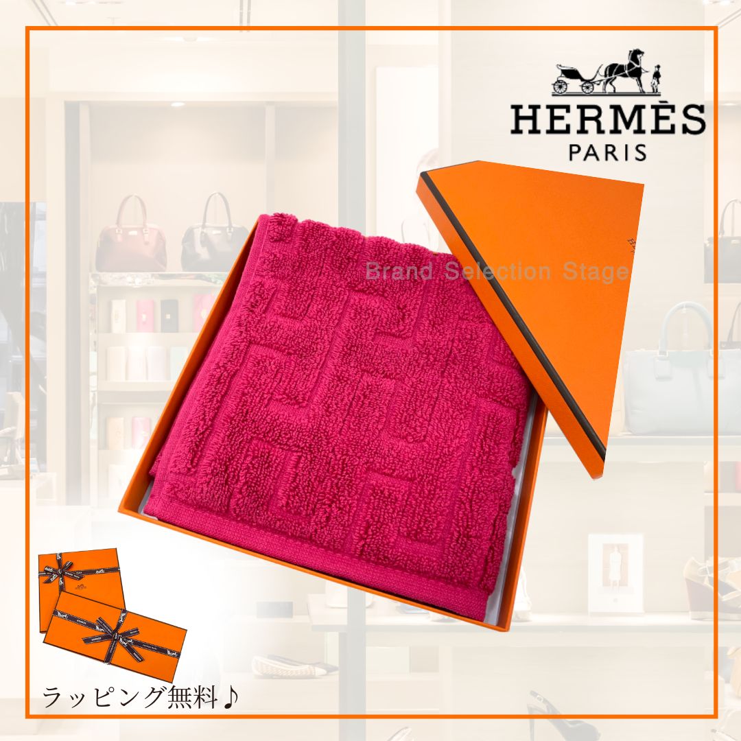 エルメス HERMES ハンドタオル カレ ステアーズ コットン ピンク ハイビスカス carre stairs pink cotton 32×32cm H103189M 04