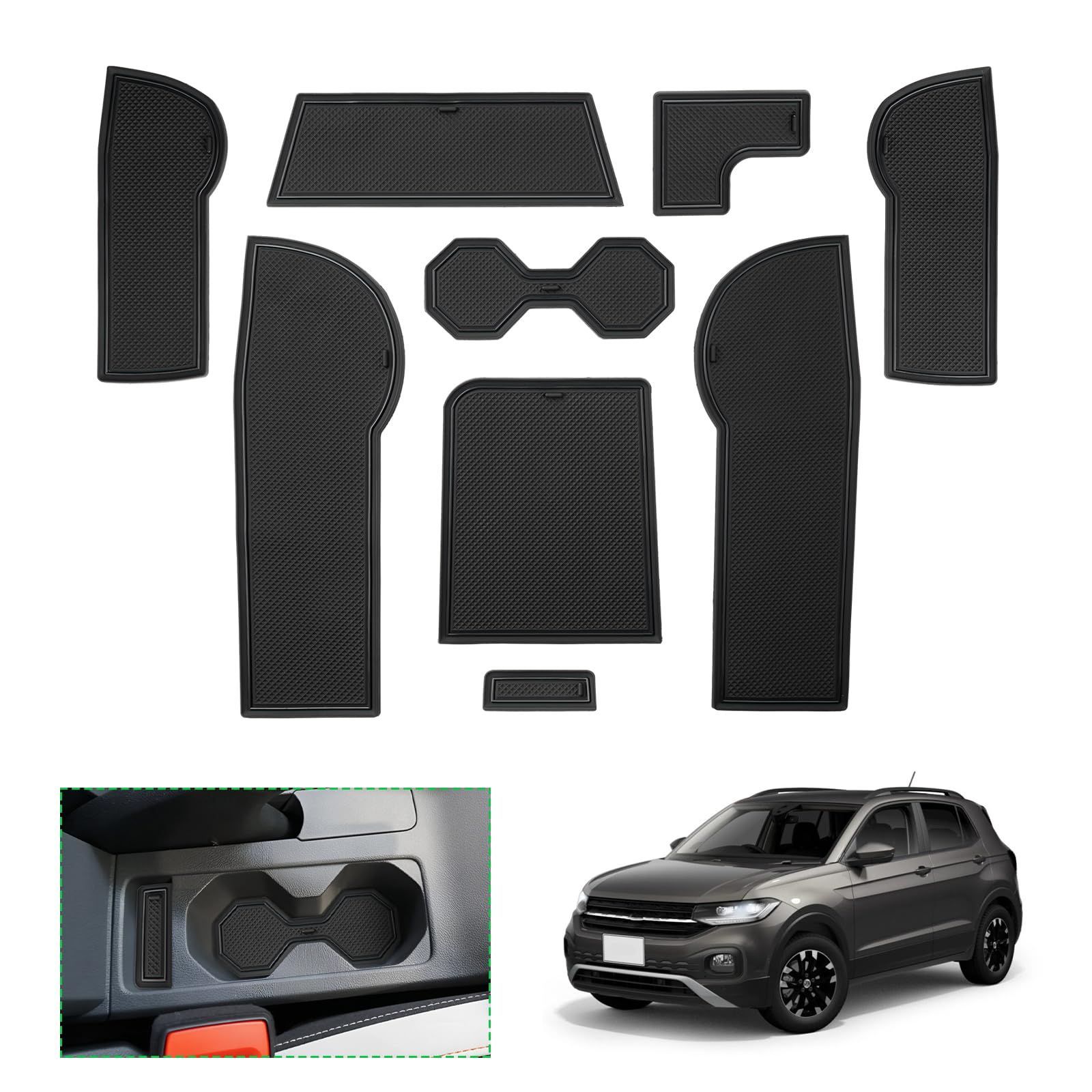 新品 【GAFAT】フォルクスワーゲン T-Cross 2019年～現行 新型 専用 純正 tcross ゴムマット ドアポケットマット tcross ラバーマット ゴム 防音 ドリンクホルダー t-cross アクセサリー ドレスアップ 