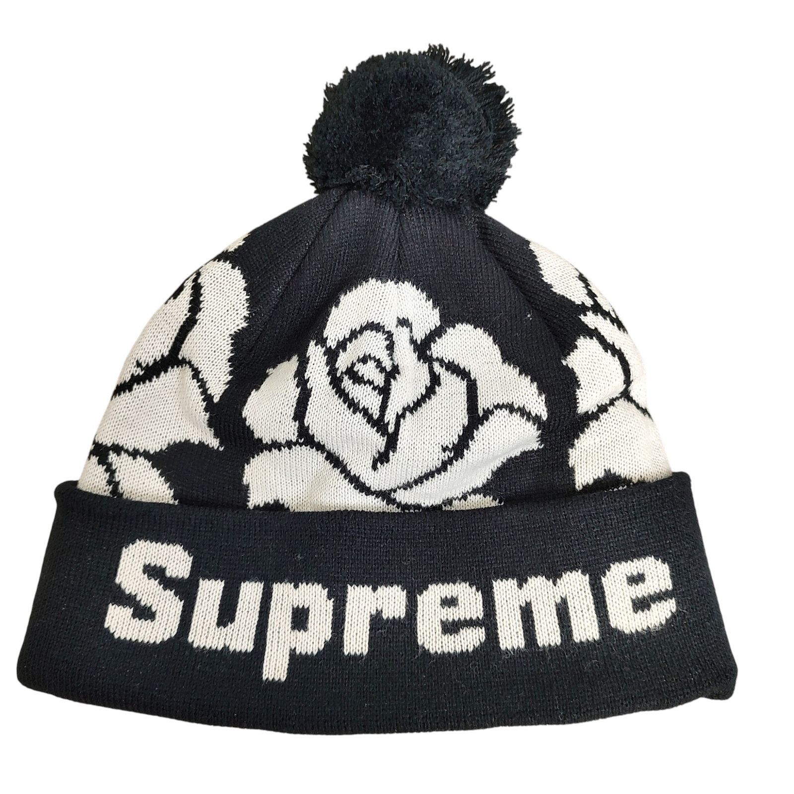 Supreme シュプリーム 22FW Rose Beanie ローズ ビーニー ニット キャップ F ブラック|ホワイト メンズ