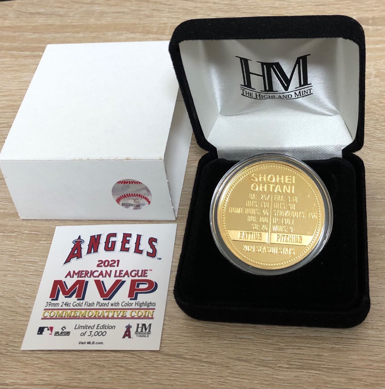 2021年大谷翔平 AL MVP獲得記念ゴールドコイン（数量限定：3,000