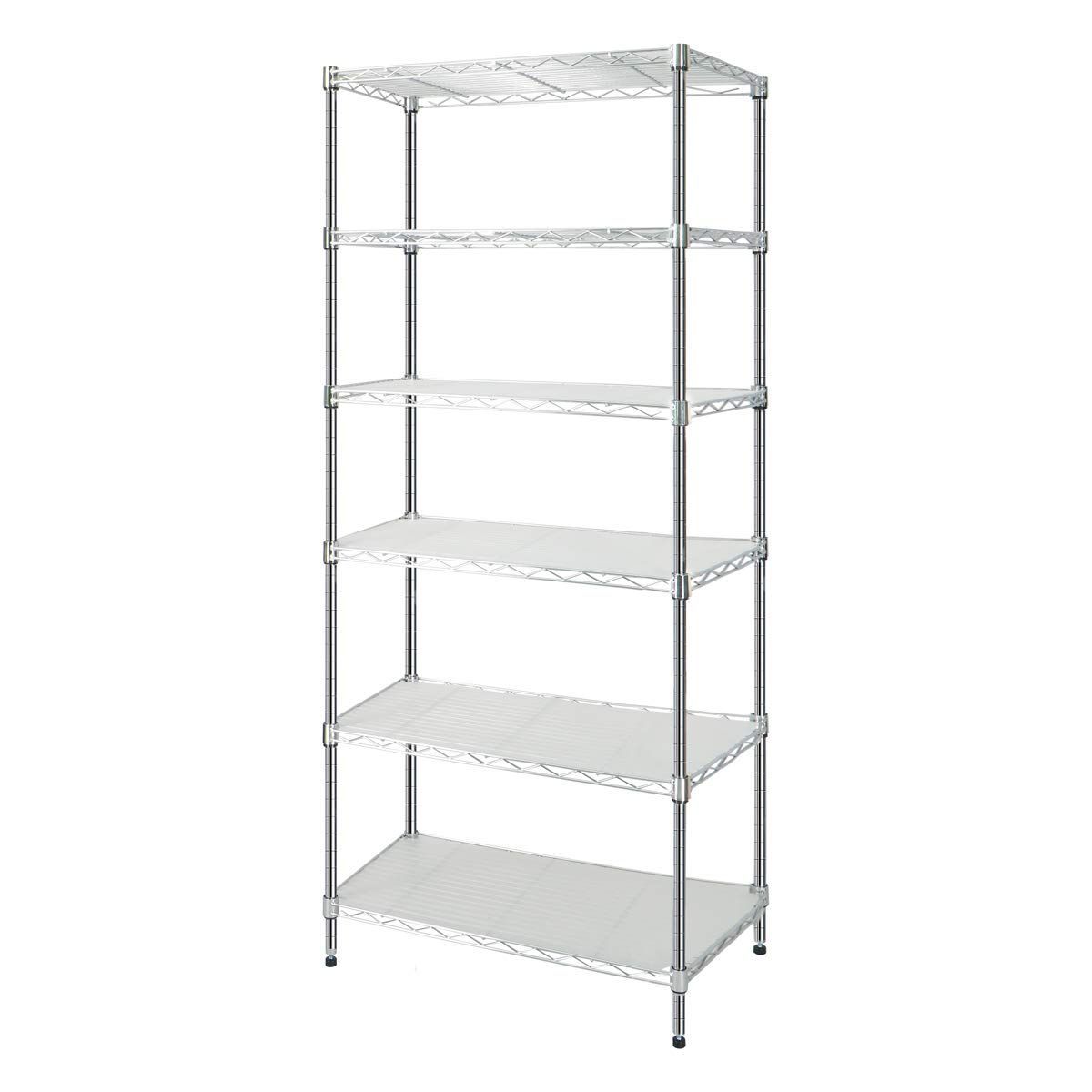 新着商品 6段 ポール径19mm キッチン収納 棚 幅59×34奥行×高さ150cm シェルフ 耐荷重390kg メタル スチールラック 防サビ ラック シルバー Luckycoco