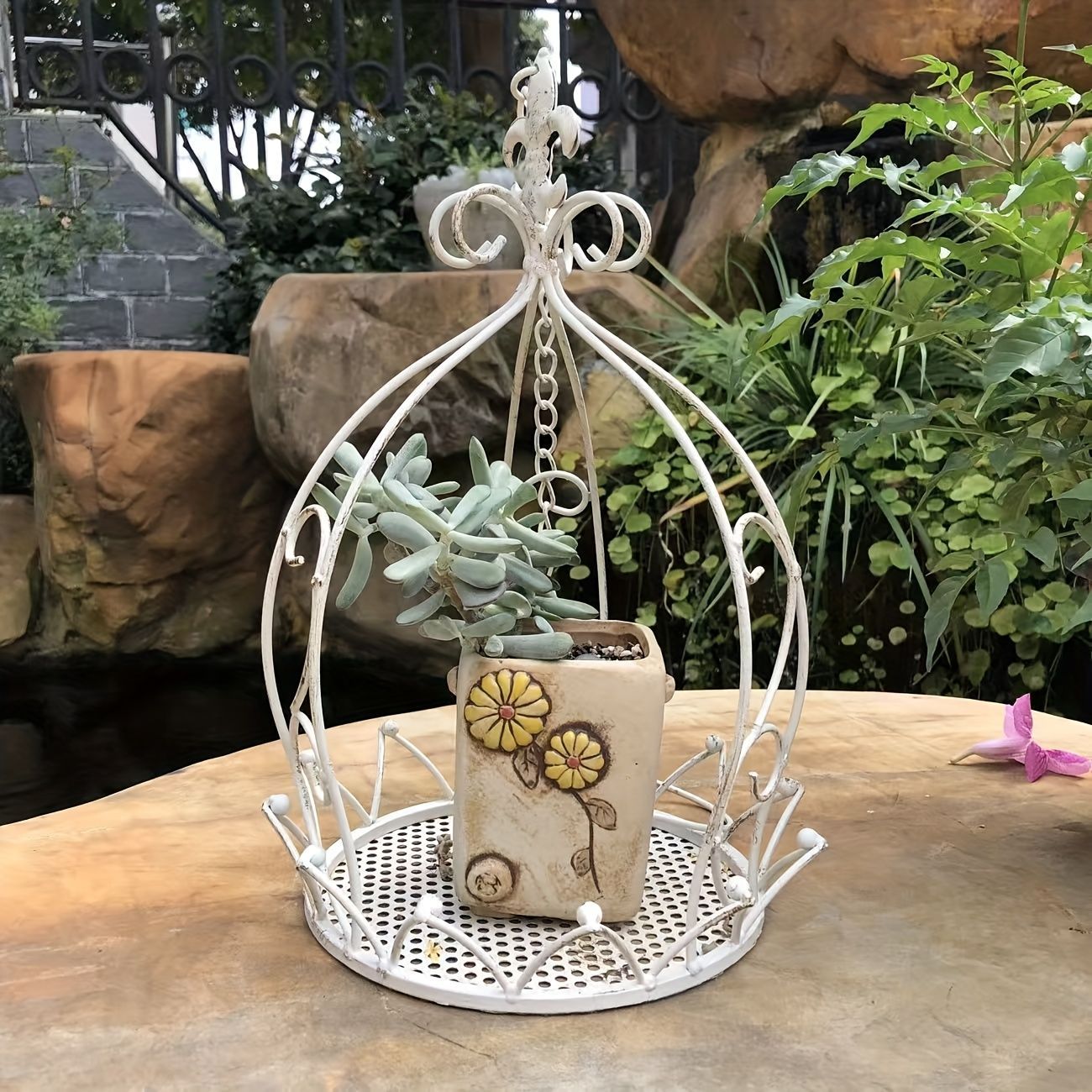 ハンキングプランター 吊り下げ ぶら下げ プラントハンガー プランターホルダー 植物 ハンガーポット 観葉植物 インテリア シンプル ホワイト グリーン ヴィンテージ風 屋内 屋外 リビング ダイニング ガーデニング オシャレ インテリア用品 YUZUMIYA_COM