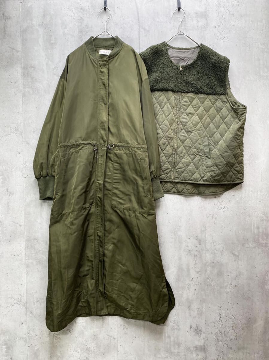 SUM1 STYLE スミスタイル キルティングベスト付き３WAY馬刺繍コート sizeF|カーキ ◆ ◎レディース