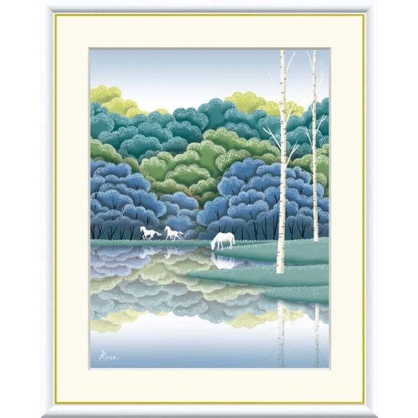 高精細デジタル額装版画 現代アート Rinko 森と湖のある風景 竹内凛子 高精細デジタル額装版画 現代アート Rinko 森と湖のある風景 竹内凛子