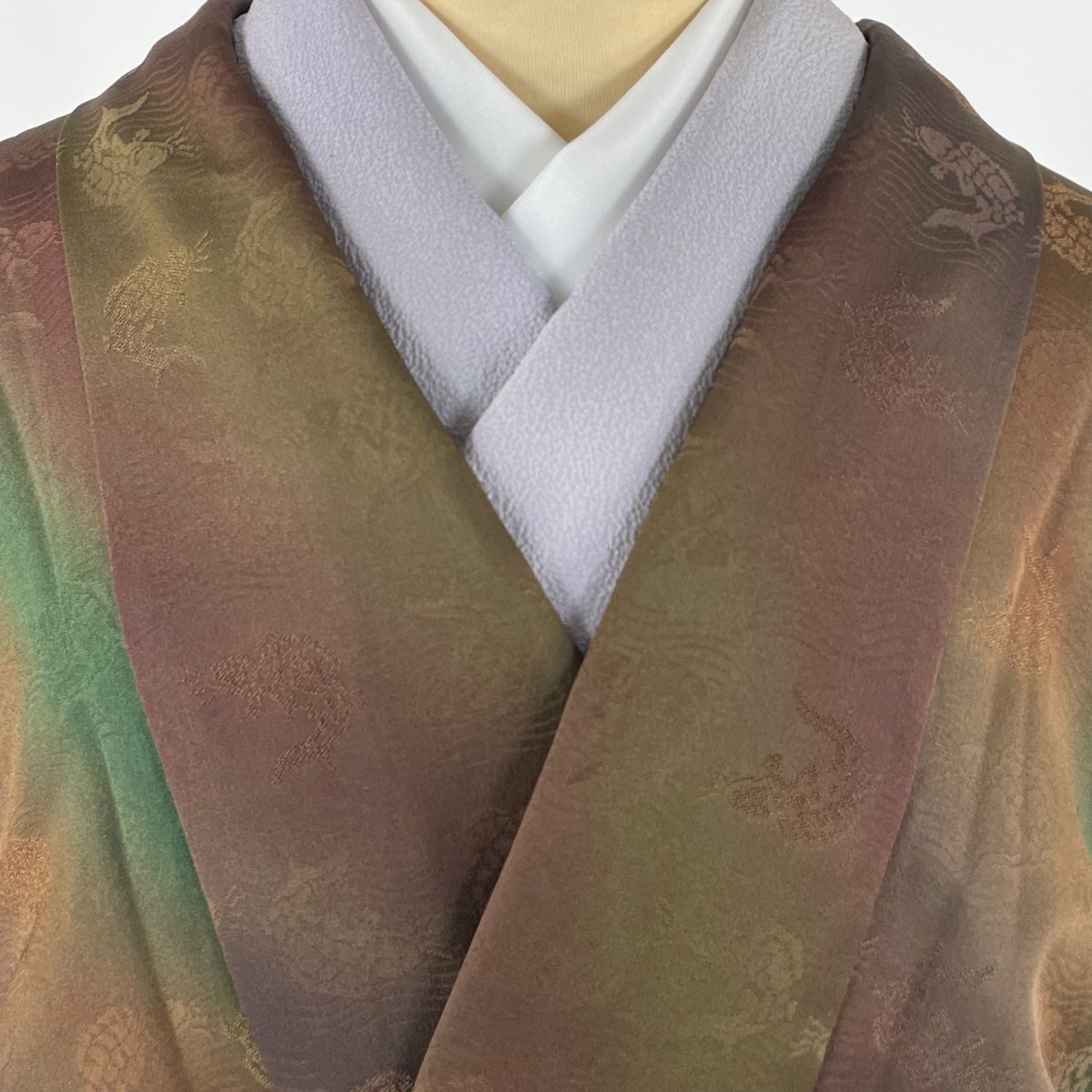 道中着 身丈101cm 裄丈63.5cm S 前田仁仙 和装コート 落款 荒磯 ぼかし  