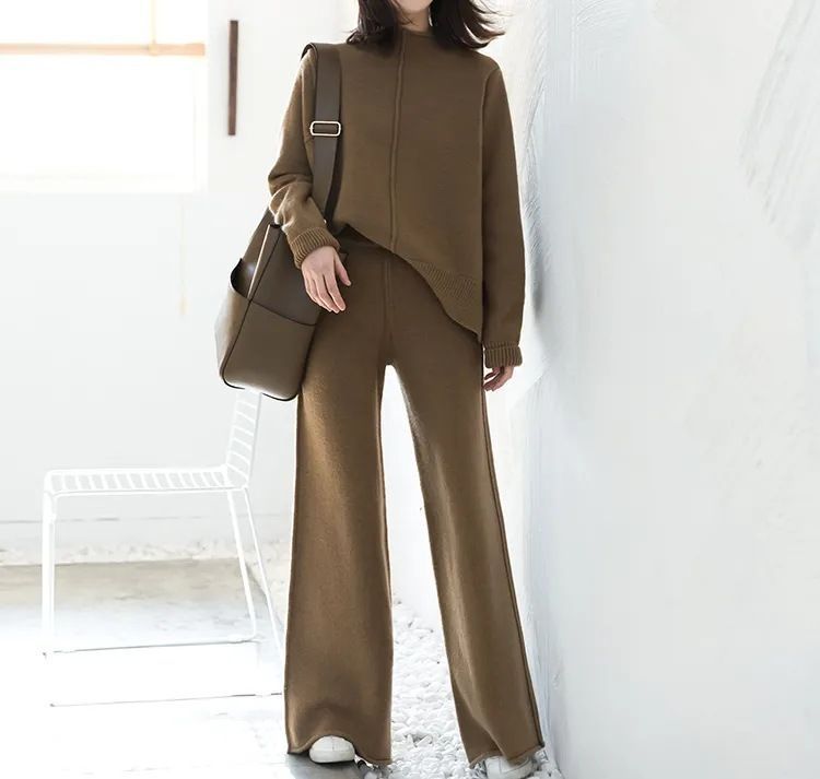 セットアップ 春 秋 冬 レディース ニット パンツ 2点セット セットアップ 春 秋 冬 レディース ニット パンツ 2点セット