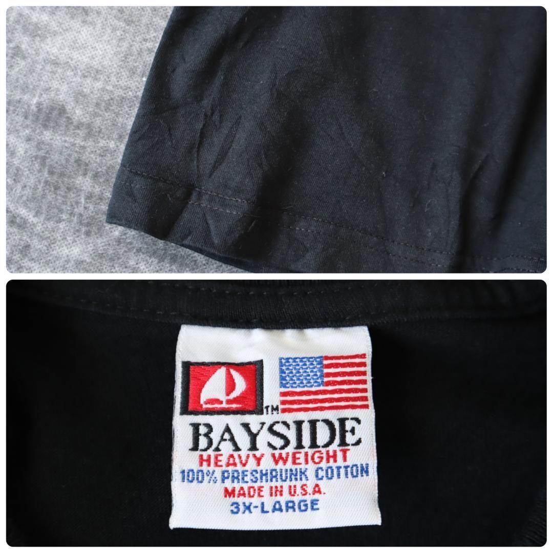 【BAYSIDE】バイカラー ポップ プリント ルーズ Tシャツ 黒 USA製