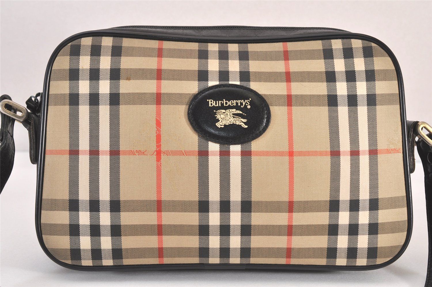 Burberrys バーバリーズ ノバチェック柄 ショルダークロスバッグ キャンバス レザー ベージュ 1949N