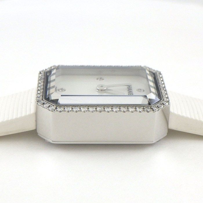 シャネル CHANEL 腕時計 プルミエール H2433 ダイヤベゼル 4ポイント ダイヤインデックス オクタゴナル ホワイトシェル文字盤 SS ホワイト ラバーストラップ クオーツアナログ