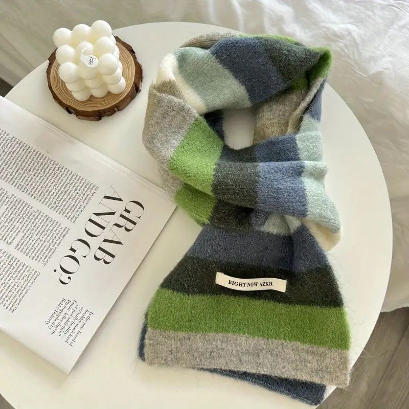 【カジュアルエレガンス】多色ストライプデザインスカーフ - 冬の暖かさをプラスする軽量＆柔らか素材