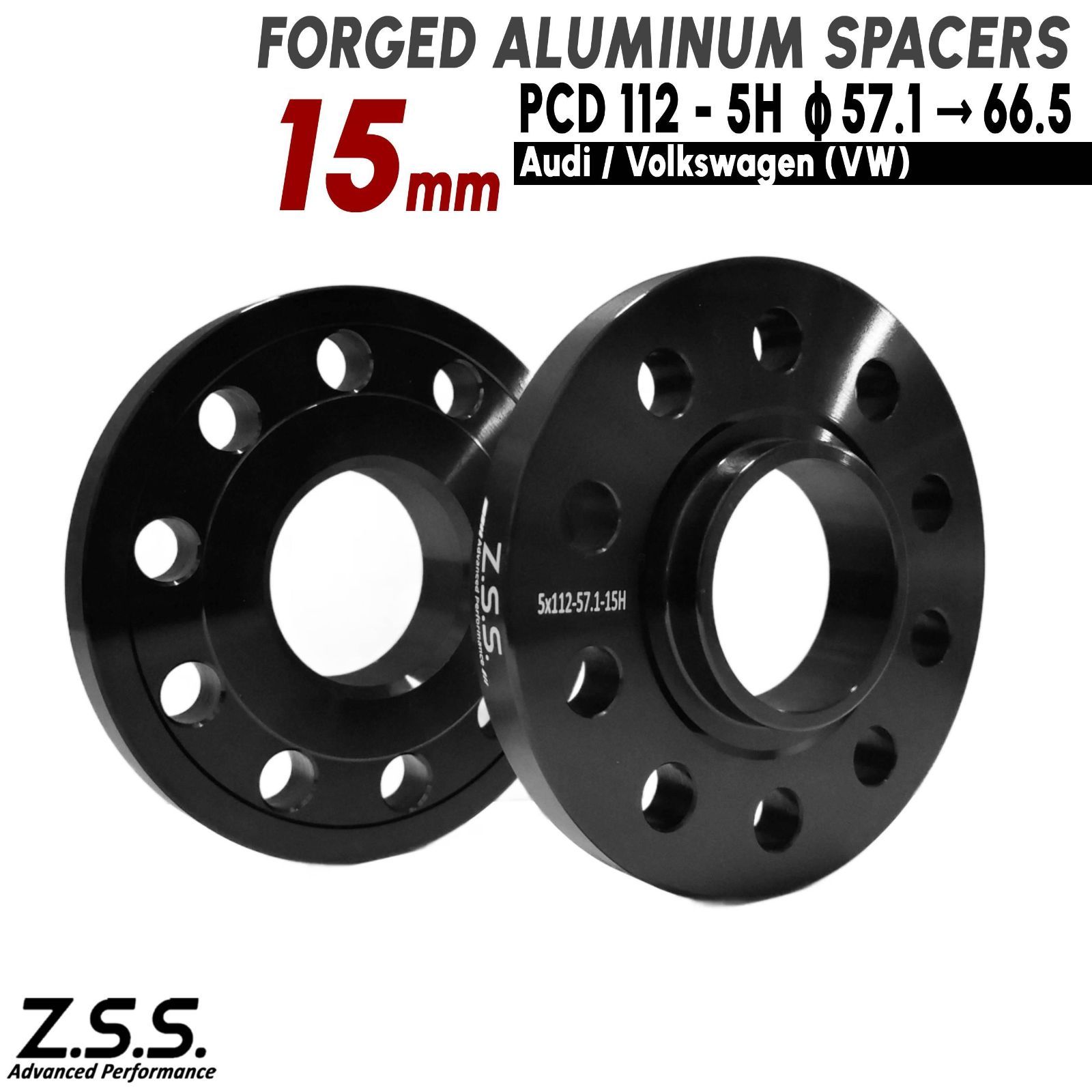 Z.S.S. AP 【ハブ径 変換スペーサー 57.1φ → 66.5φ】VW ゴルフ6 Golf6 MK6 DBA-1KCTH DBA-1KCBZ DBA-1KCAX ABA-1KCDL 15mm PCD112 5x112