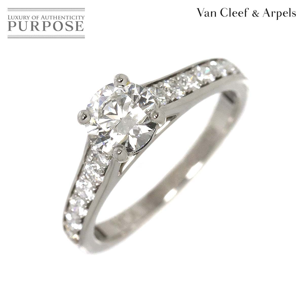 ヴァンクリーフ - アーペル ロマンス ソリティア ダイヤ 0.50ct E|VVS2|EX 45 リング Pt 指輪 VCA Ring 証明書 鑑定書付き 90281720