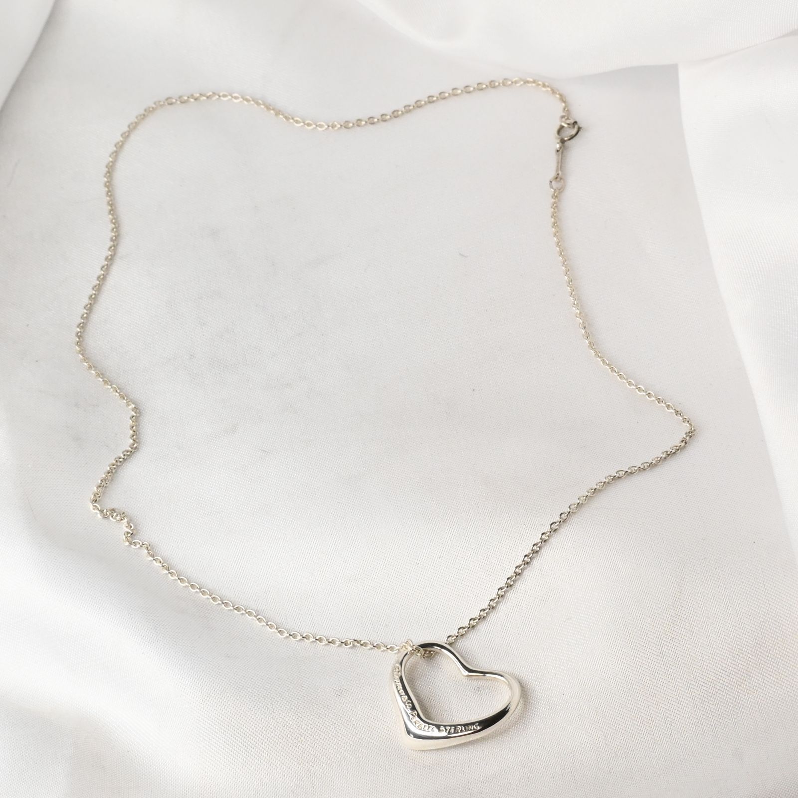 Tiffany & Co. ペレッティラウンドシルバー ネックレス 研磨済】Tiffany&Co. オープンハート ネックレス 41cmチェーン