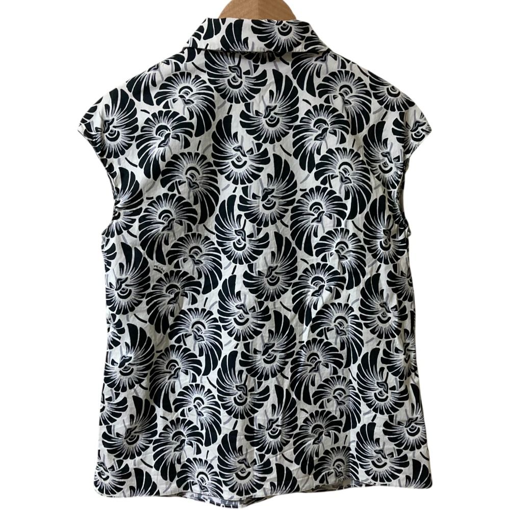 美品 PRADA プラダ フラワープリント ノースリーブ シャツ ブラウス 