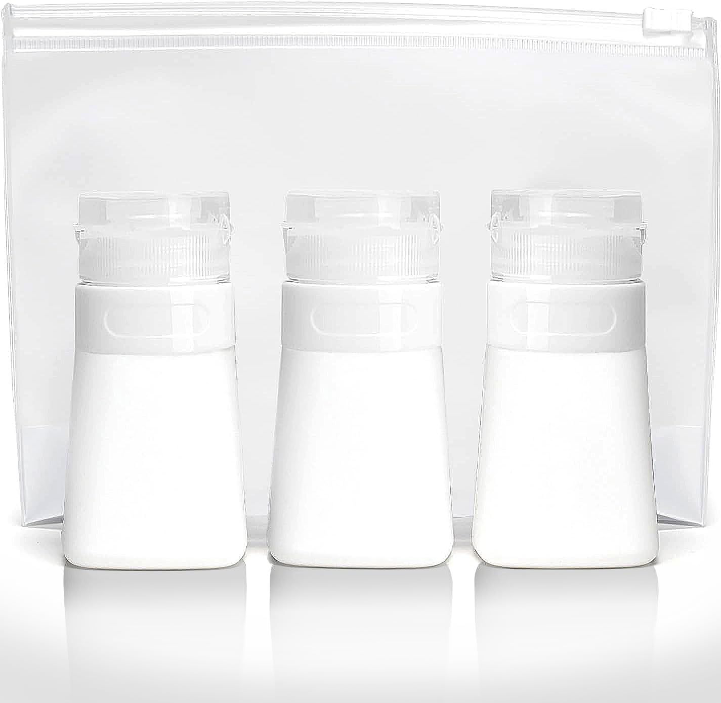 品質保証，新作登場 新品 SAMURAI Z1 トラベルボトル 簡単 詰め替えボトル 37ml × 3個セット【 専用ポーチ付き 柔らかいシリコン製 シャンプー リンス ボディーソープ 化粧品 】台形ホワイト その他