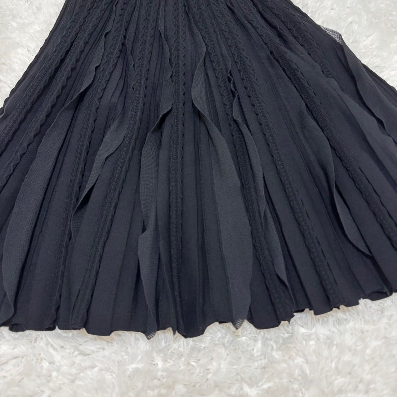 ニットプリーツスカート 波模様