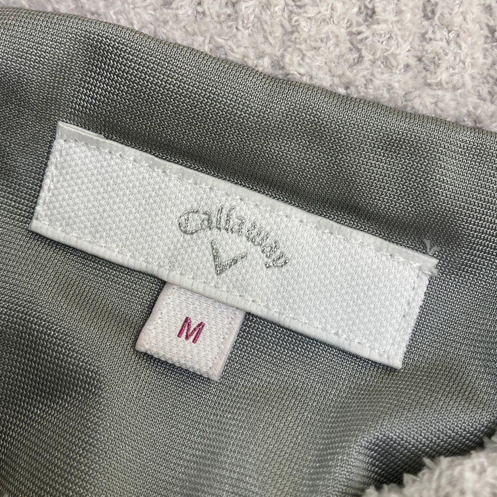 サイズ：M CALLAWAY キャロウェイ  ボアジャケット ドット柄 グレー系 [240001228822] ゴルフウェア レディース ストスト サイズ：M CALLAWAY キャロウェイ ボアジャケット ドット柄