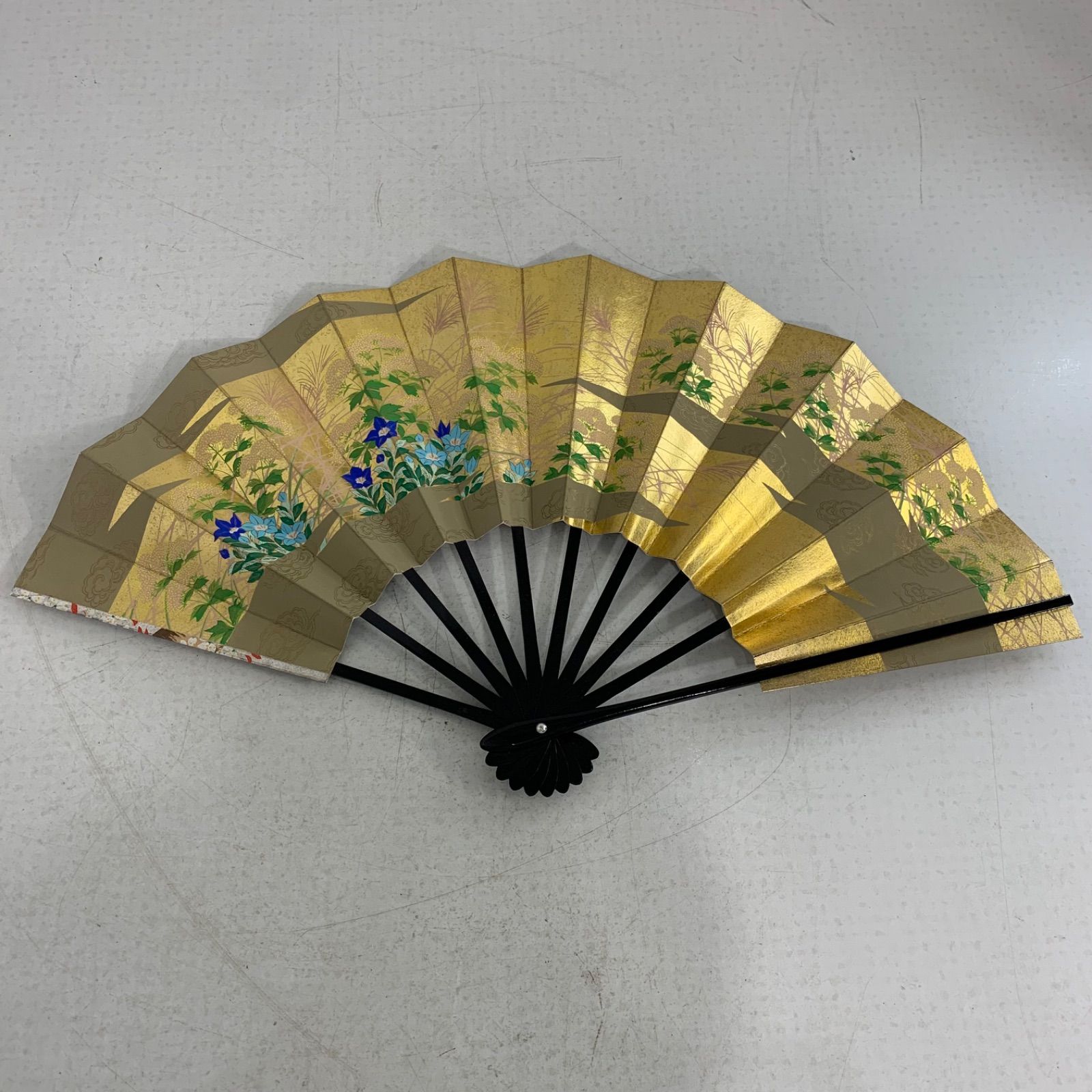 扇子 中国　詩文　在銘　両面柄 四君子 漢詩 書画 骨董品 中国扇子飾り 扇子 大きい 扇子 中国 詩文 在銘 両面柄 四君子 漢詩