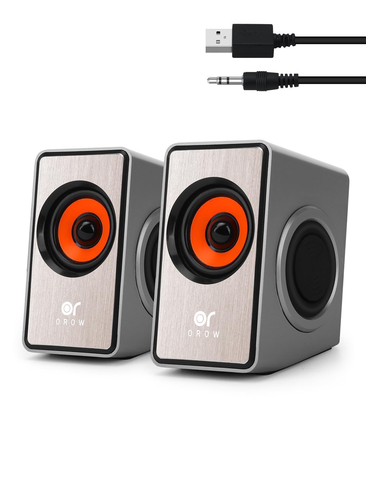 “Limited Quantity” USB Connected Laptop Speaker External Speaker 10W Output Computer PC Speaker for Small Laptops/Monitors (Silver) OROW