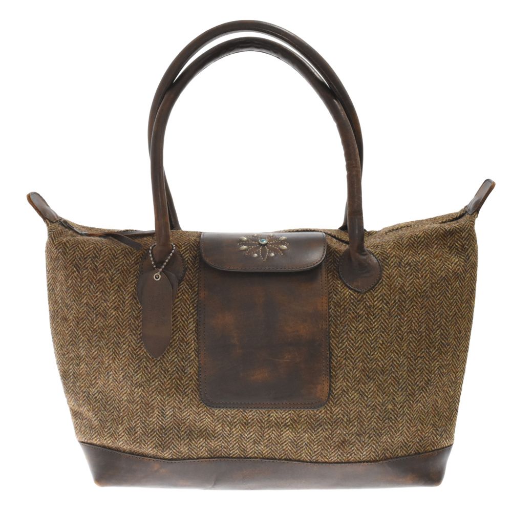 HTC ブラウンレザートートバッグ HTC (エイチティーシー) スタッズ付き