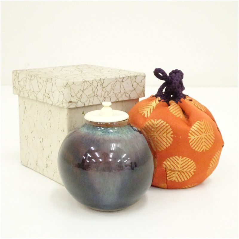 209 桶谷 定一 作 大海 茶入れ 仕覆付 茶道具 茶器 共箱つき