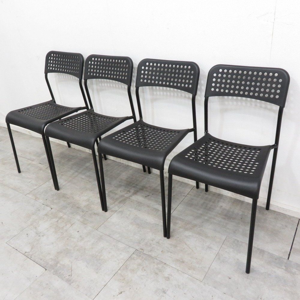 IKEA イケア ADDE アッデ スタッキングチェア ブラック 肘無