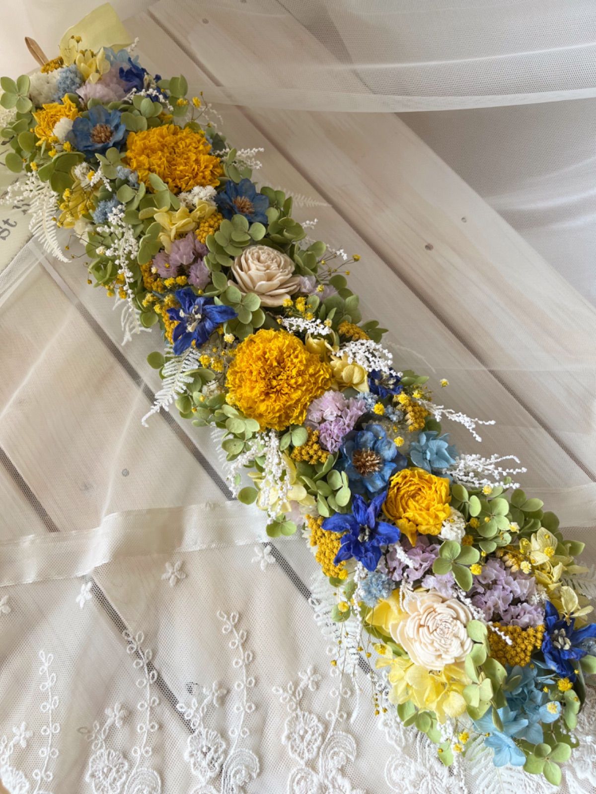 母の日❤︎プレゼント ドライフラワー❤︎縦長ガーランド 縦長スワッグ