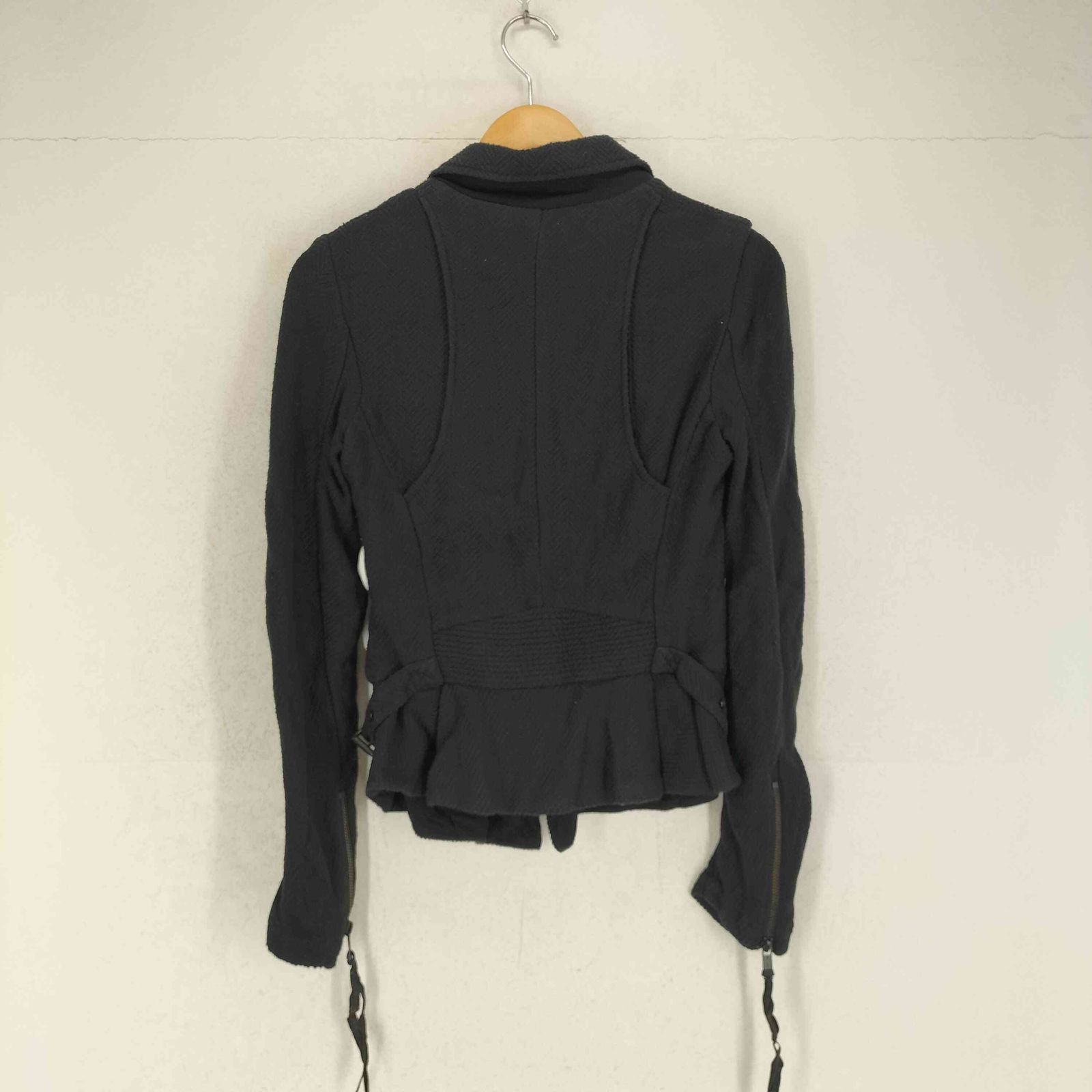 ディーゼル DIESEL 90 00S 裾フリルコットンダブルライダースジャケット レディース XS