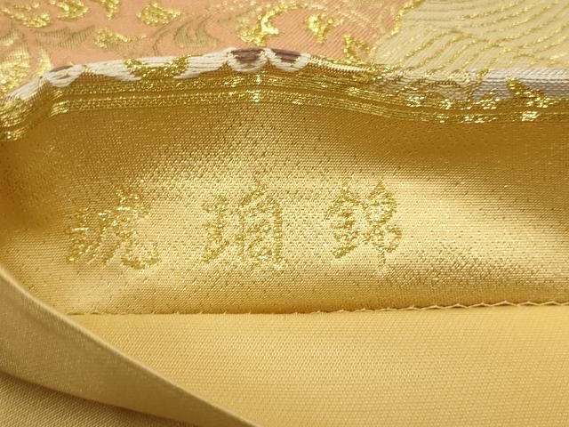 袋帯 金彩の平安風景 正絹 AO-2159 平和屋着物▽六通柄袋帯 琥珀錦 三十六歌仙文 金糸 正絹 逸品