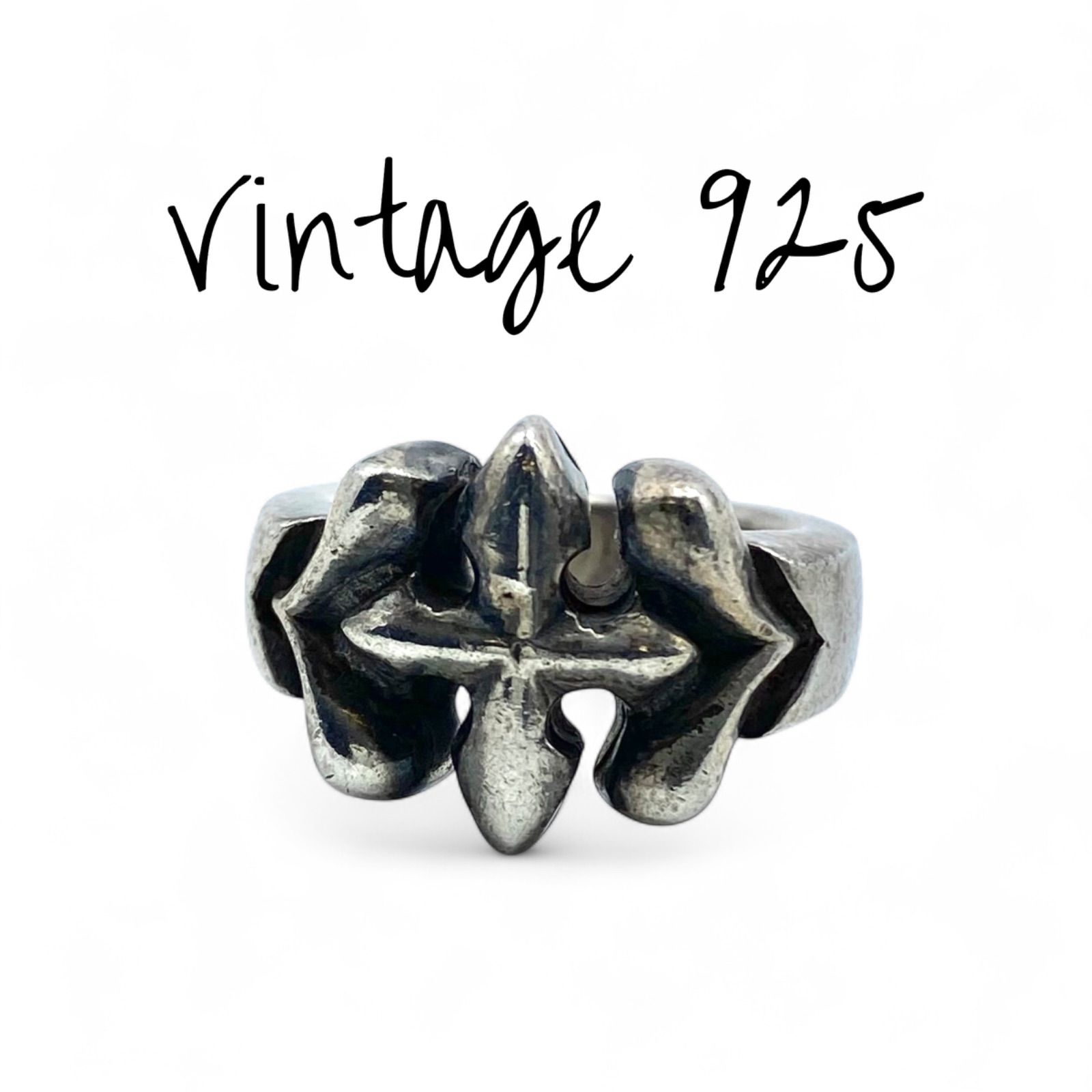 一点もの】クロス 十字架 Silver 925 刻印 Vintage Design Ring 