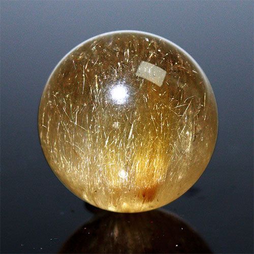 D444〕ルチルクォーツ スフィア 丸玉 Rutilated Quartz 金針水晶 置物