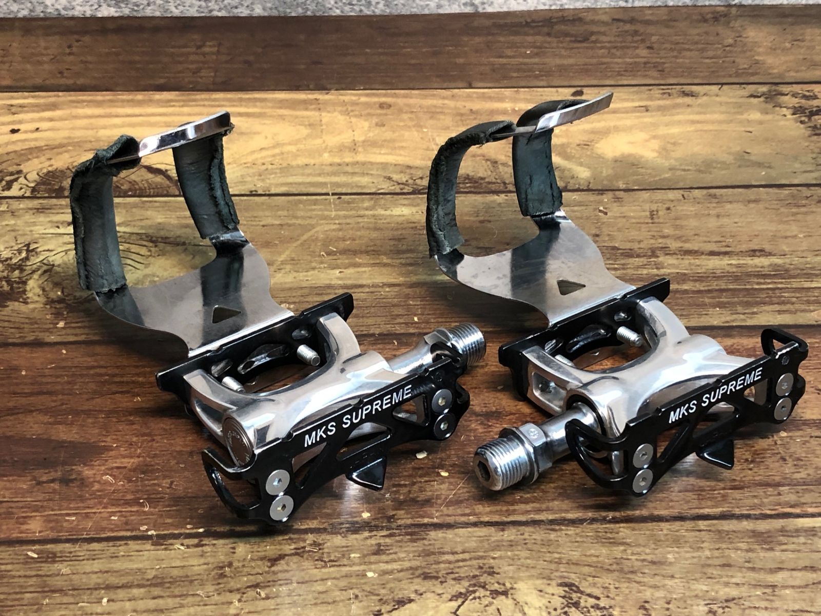 JE781 三ヶ島ペダル MKS シュプリーム SUPREME フラットペダル トゥークリップ付属 NJS