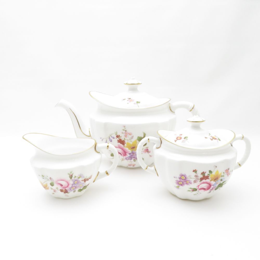 Royal Crown Derby ロイヤルクラウンダービー ダービーポジー ティーポット シュガーポット クリーマー 3点 セット 砂糖 ミルク ピッチャー SM4002G2