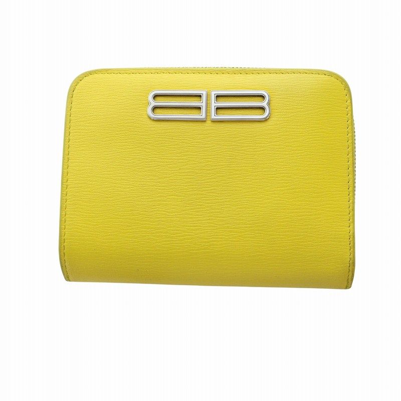 【BALENCIAGA/バレンシアガ】ミニ財布　二つ折り財布　黄色　ファッション バレンシアガ BALENCIAGA 二つ折り財布 ウォレット ラウンド