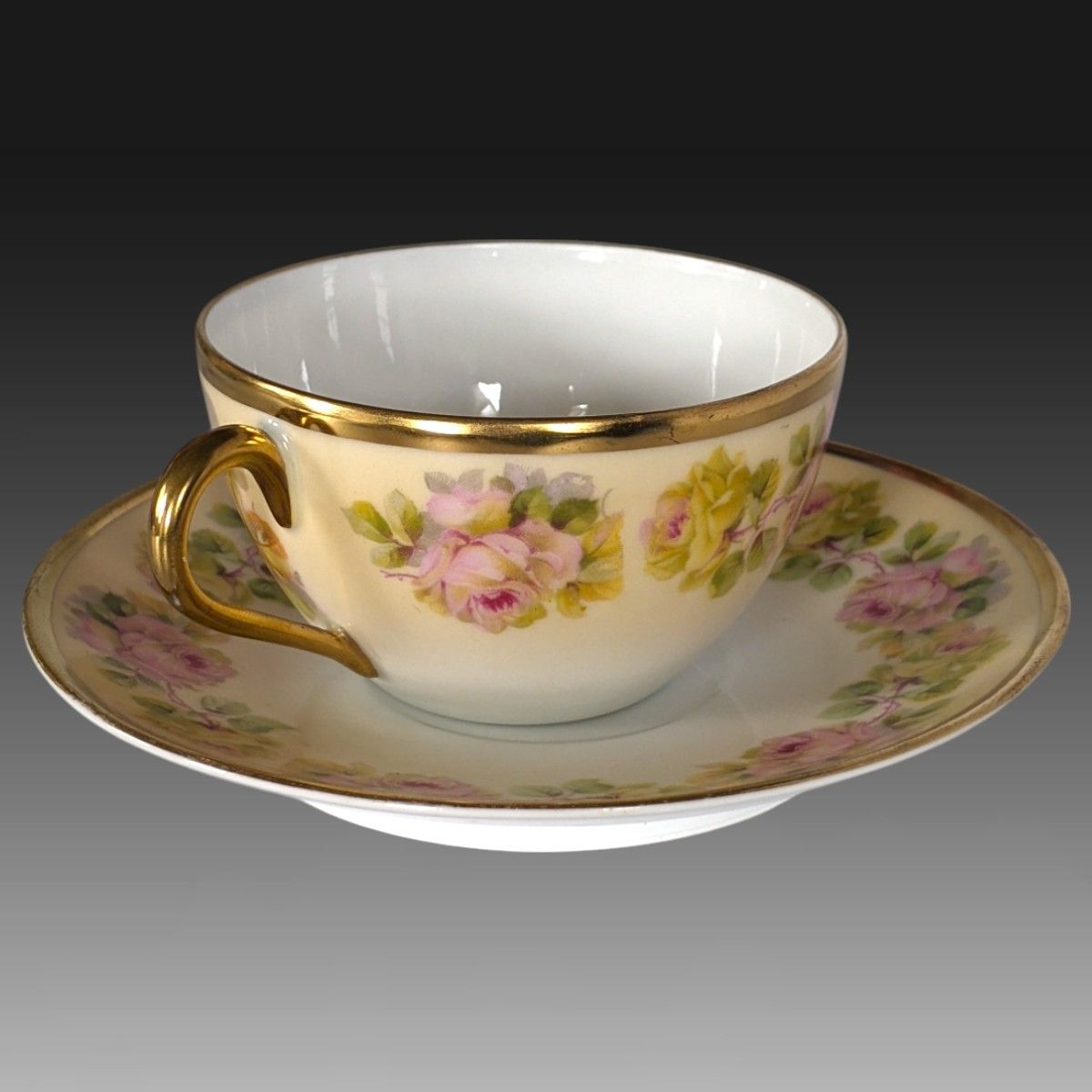 美品 ドイツアンティーク プロイセン Royal Rudolstadt 薔薇絵