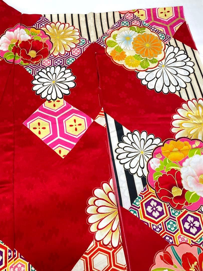 メーカー品振袖 紫野 仮絵羽 舞台衣装 刺繍 金彩 正絹 未仕立て品 八掛 