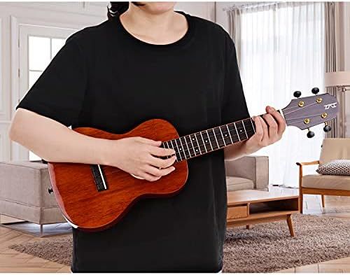 Sasuori 23インチコンサートウクレレウクレレソリッドウッド天板鏡面ワニス表面ギグバッグ付きウケストラップストリングクリーニングクロスカポチューナー3ピースセルロイドピック