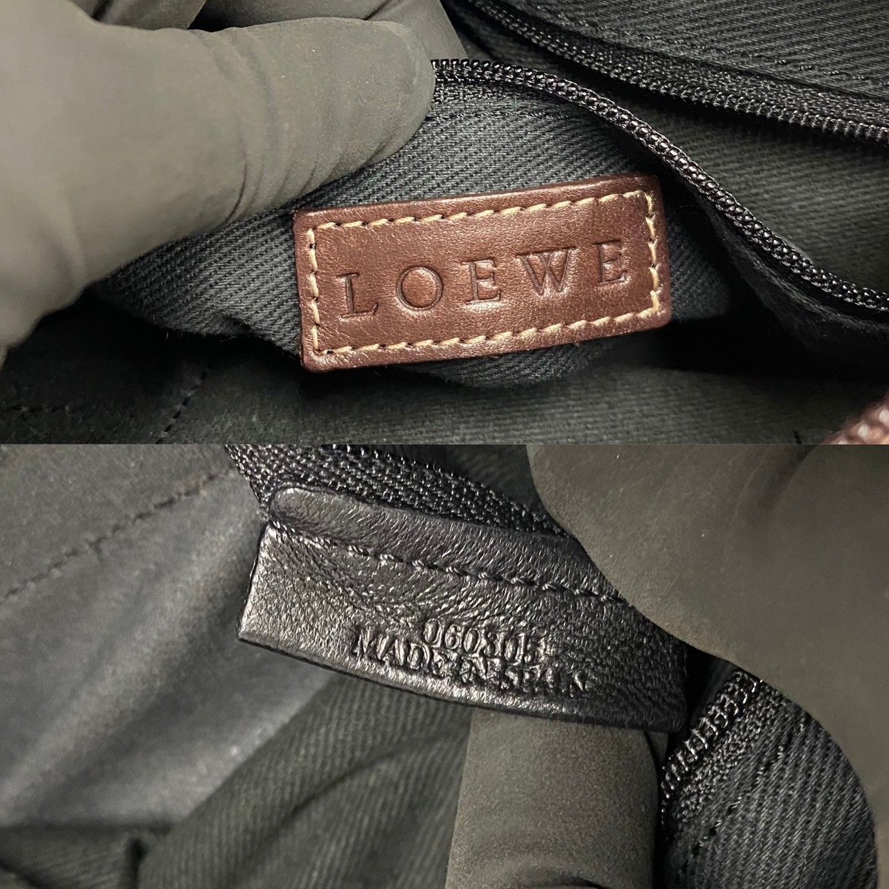 極 美品 保存袋付 LOEWE ロエベ アナグラム ロゴ 総柄 キャンバス 