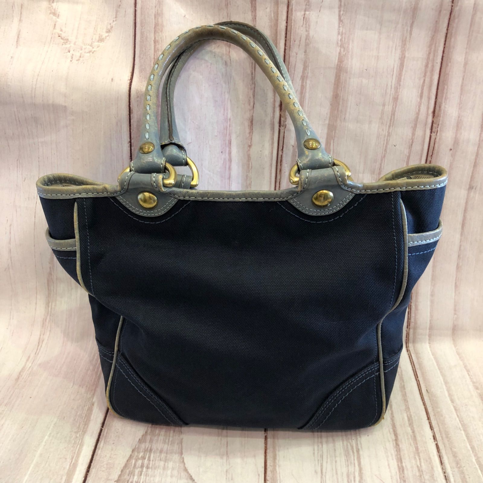 ☆coach コーチ/キャンバストートバッグ/型番F11791/ネイビーカラー 