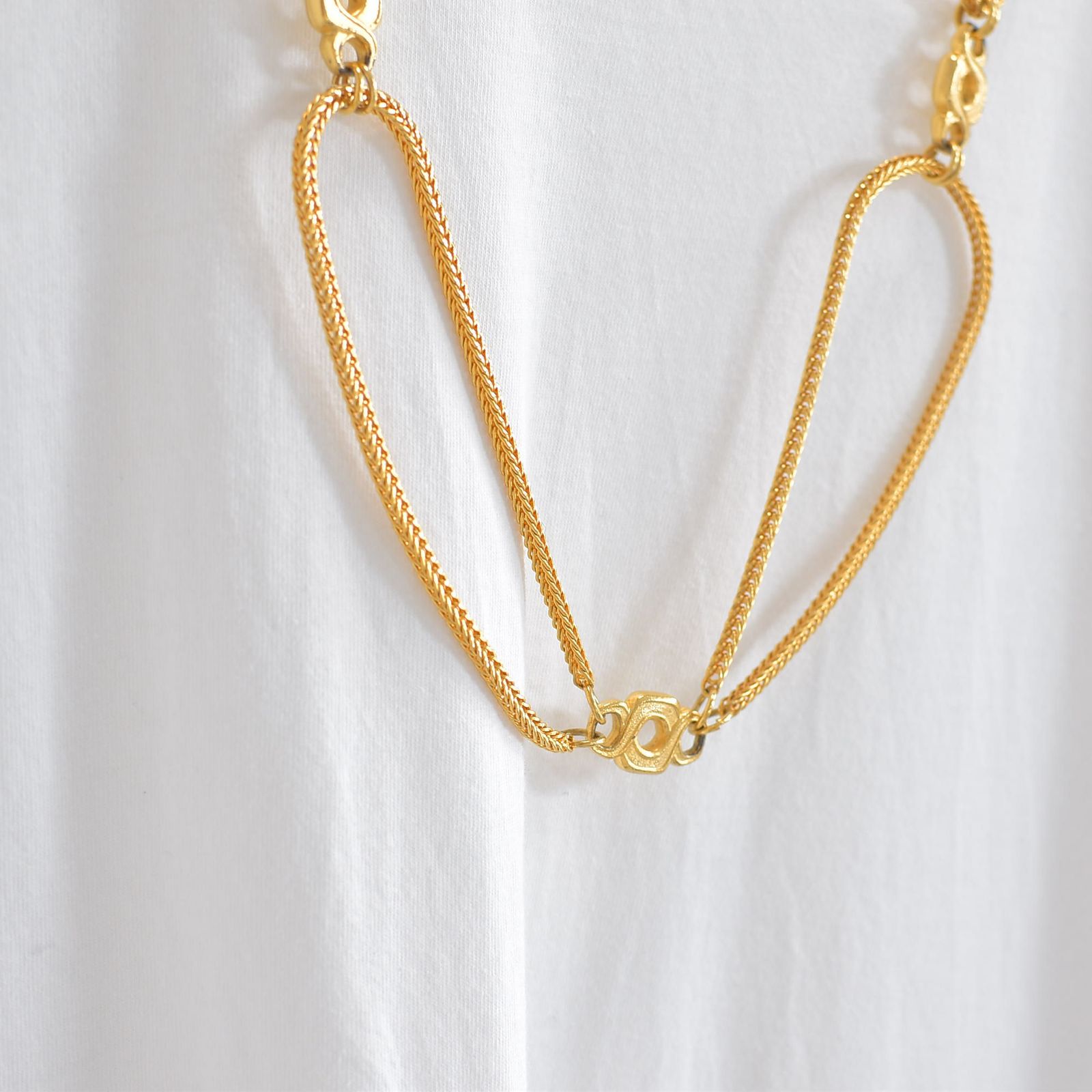 ゴールドチェーン ロングネックレス 変則デザイン ヴィンテージ ビンテージ アクセサリー vintage chain necklace