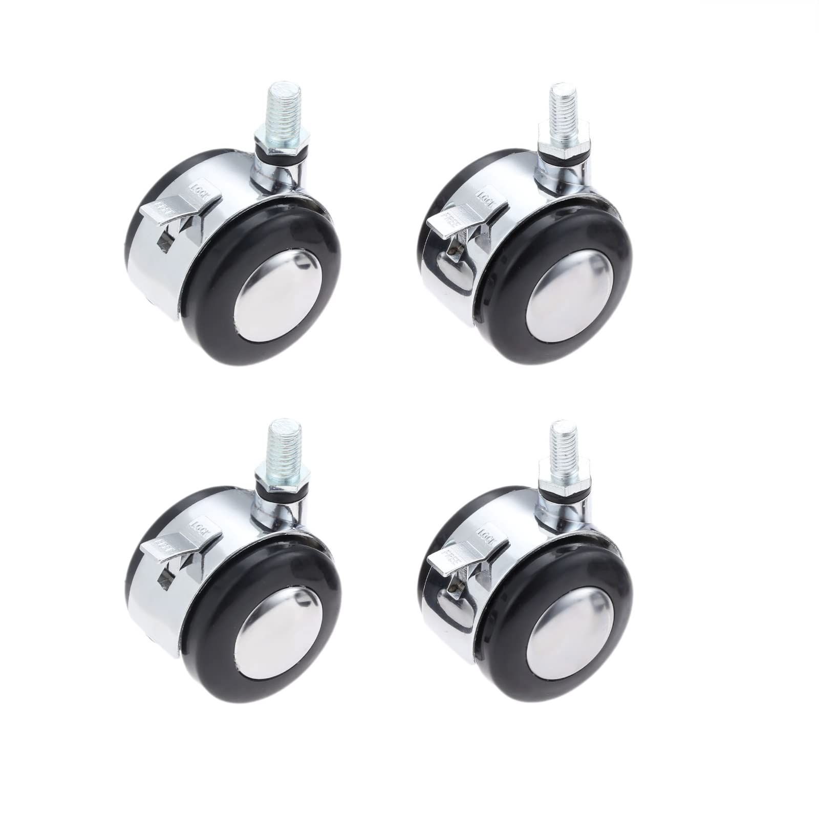 HZ-MONSTAR キャスター M8ねじ ボルト式 4個セット ストッパー機能あり 輪直径50mm 約2インチ 1個双輪 脚車 4個耐荷重80kg 旋回キャスター 自在に向き変る 家具 スーツケース 手押し車 台車 移動用