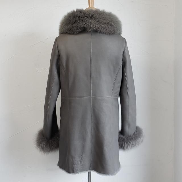 【美品】高級 羊革 ブルーフォックス ムートンコート M's エムズセレクション ☆ 羊革 ムートンコート ブルーフォックス 9