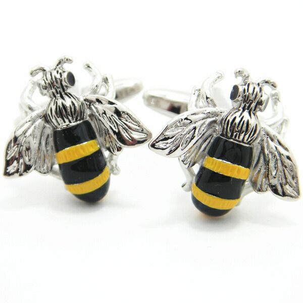 ブンブン蜜蜂 カフス カフスボタン カフリンクス cufflinks cuffs メンズ 男性 ユニーク おもしろ 面白 面白い 動物 植物シリーズ スーツアクセサリー専門店 父の日 ギフトにも 誕生日 プレゼン