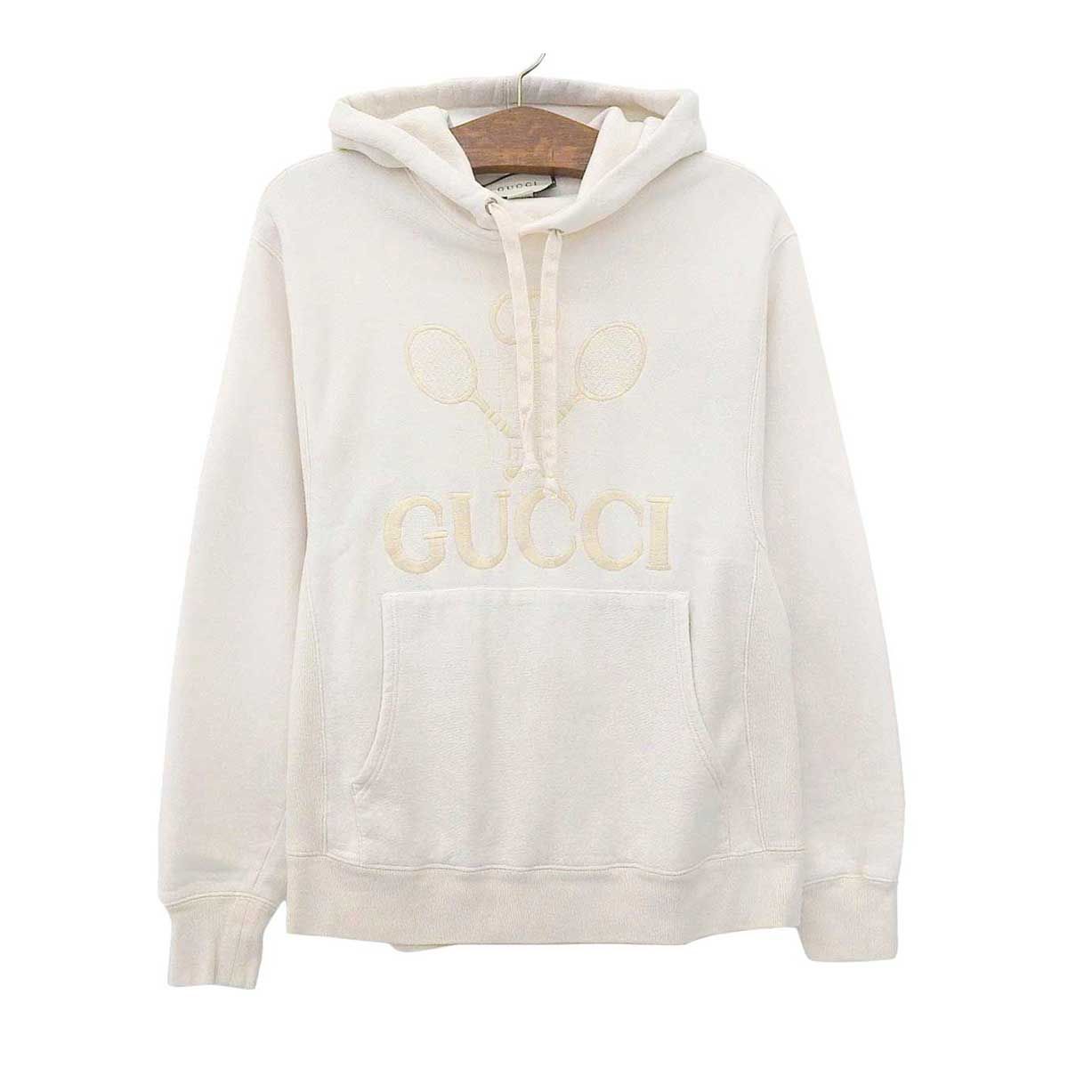 グッチ テニス ロゴ エンブロイダリー フーディ 560502 メンズ アイボリー GUCCI【中古】 【アパレル・小物】